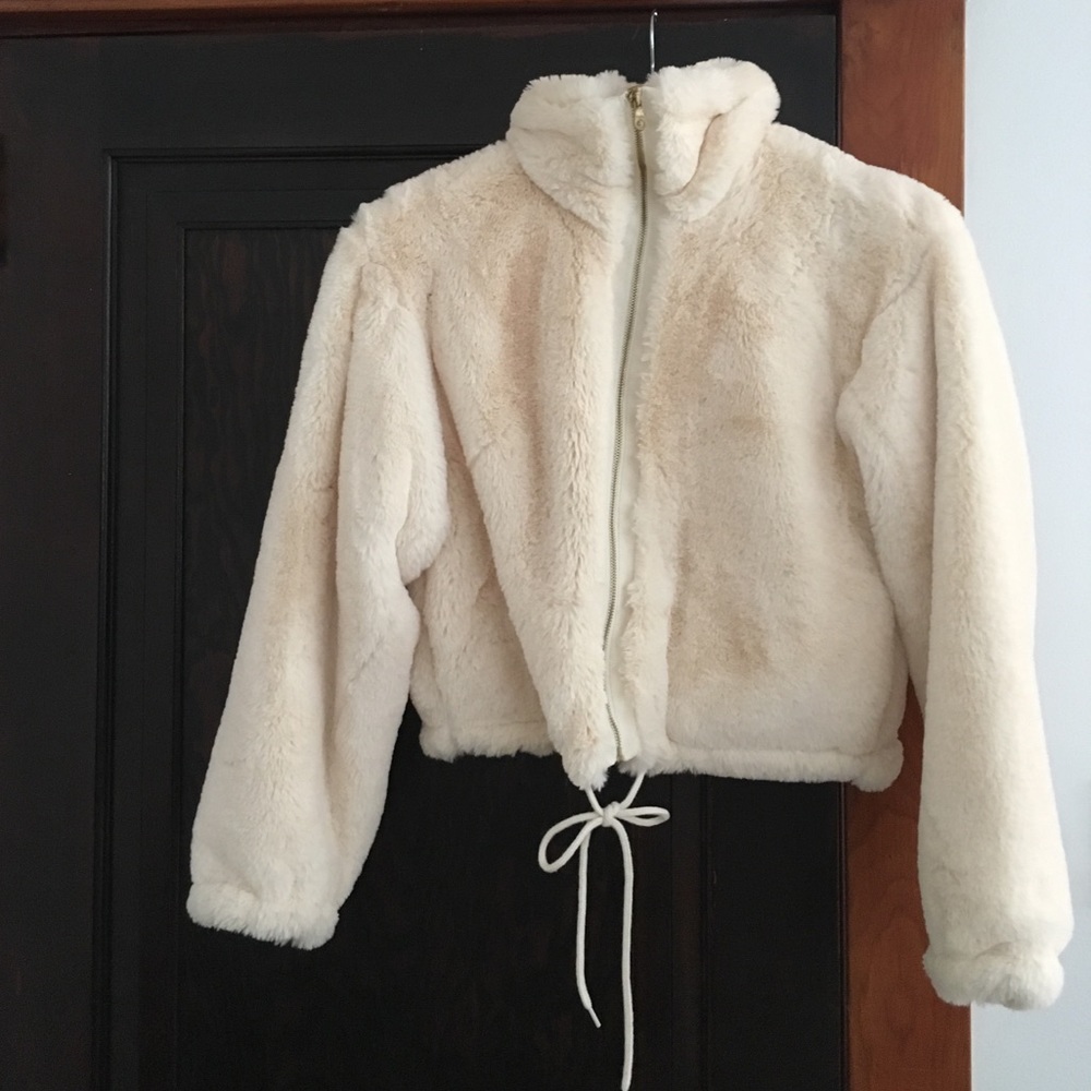 anthropologie elevenses faux fur bomber jacket